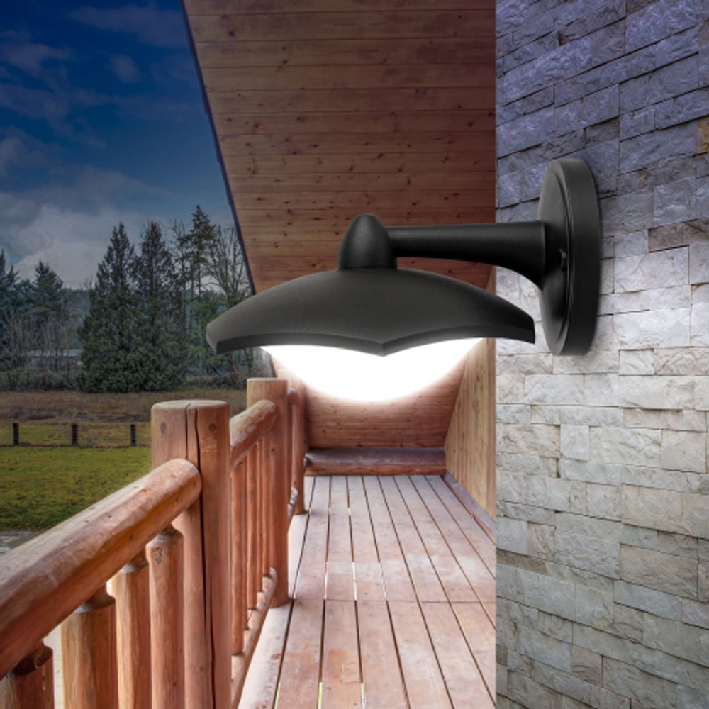 Садово-парковый светильник ЭРА ДБУ 07-8-007 Дели 5 черный 6 гранный настенный IP44 светодиодный 8Вт 6500K