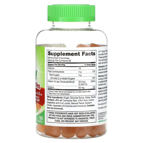 21st Century, VitaJoy®, ежедневные жевательные таблетки с витамином D3, со вкусом персика, 120 жевательных таблеток (25 мкг (1000 МЕ) в 1 жевательной таблетке)