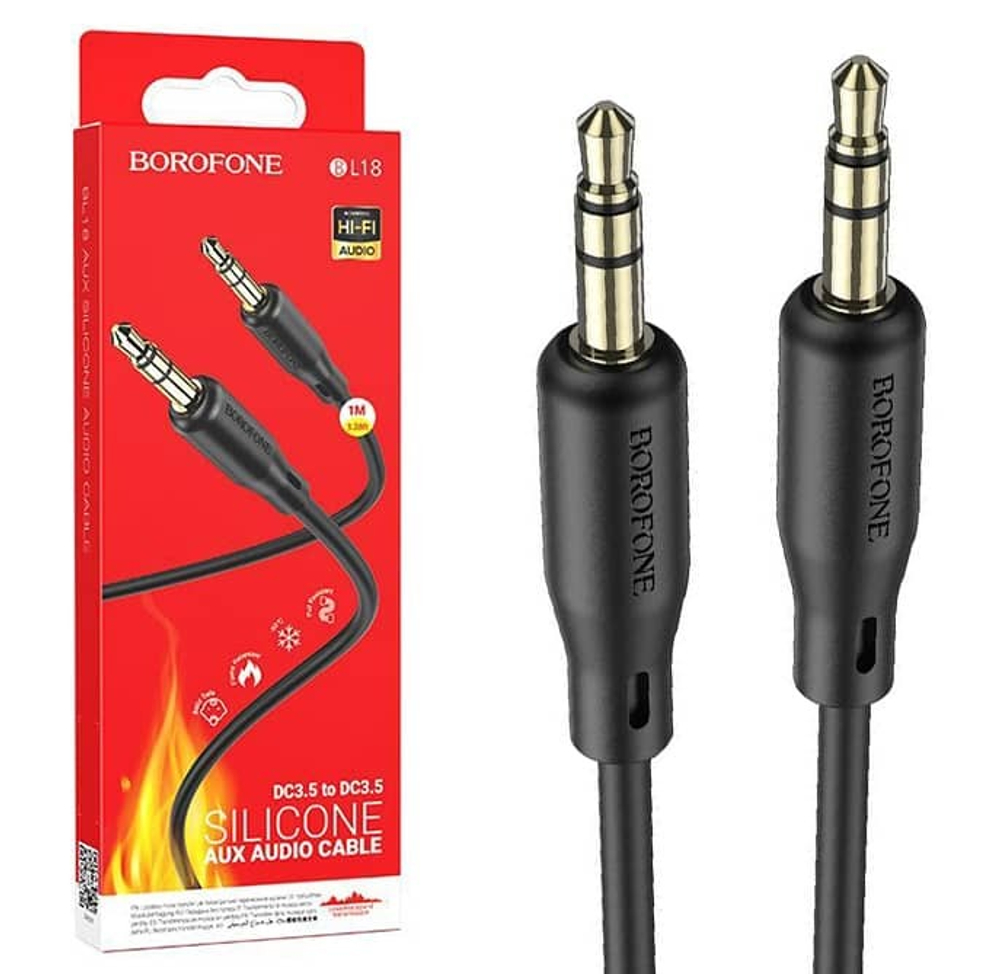 Кабель AUX BOROFONE BL18 Silicone (черный) 1м