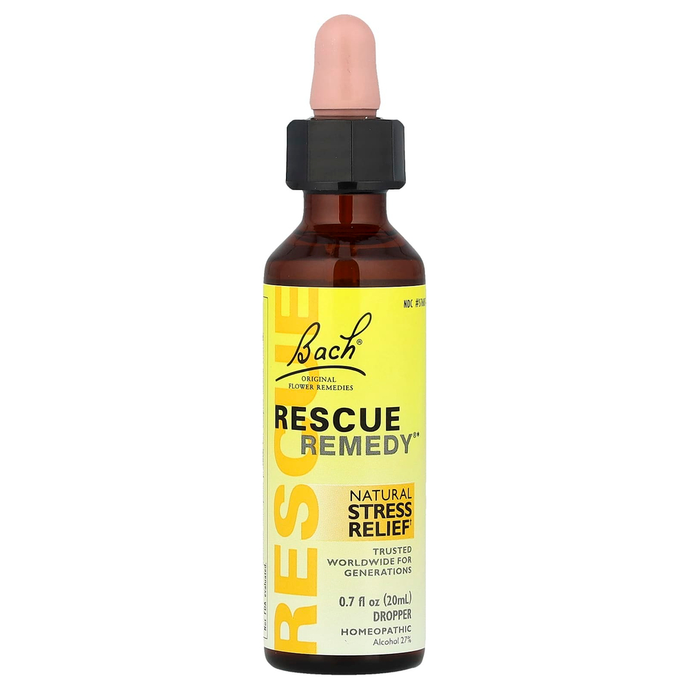 Bach, Original Flower Remedies, Rescue Remedy, натуральное средство для снятия стресса, 20 мл (0,7 жидк. унц.)