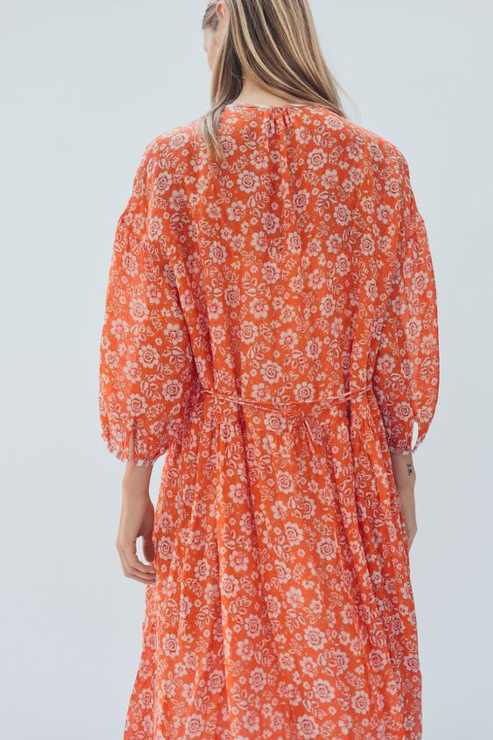 ZARA ПЛАТЬЕ-КАФТАН ИЗ РАМИ - LIMITED EDITION, С ПРИНТОМ