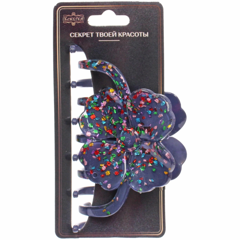 Заколка - краб для волос «AKS - VIENTO», микс 6 цветов, цветок, 11*6см