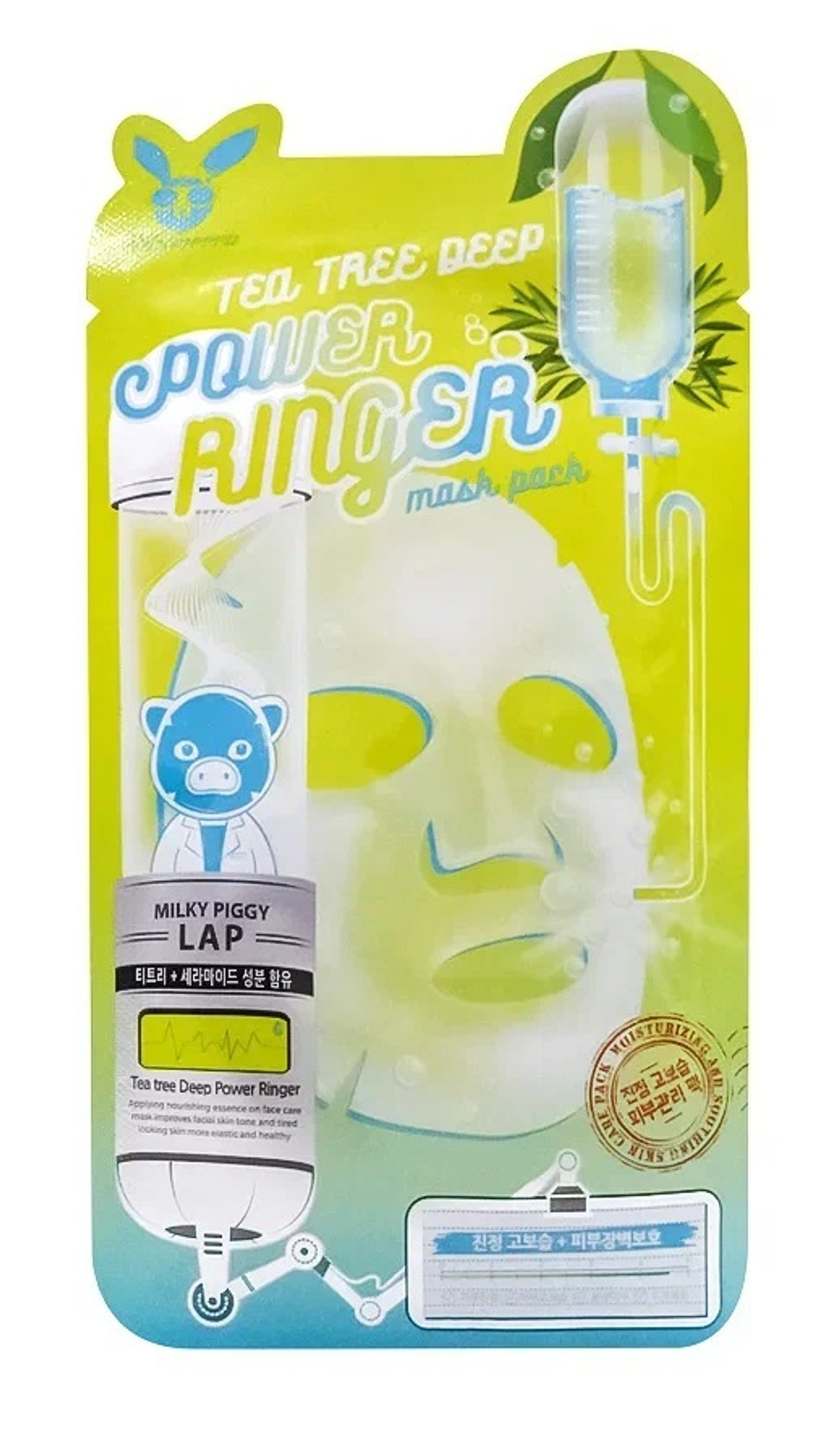 Elizavecca Power Ringer Mask Pack Tea Tree Deep Успокаивающая тканевая маска с  чайным деревом 23мл