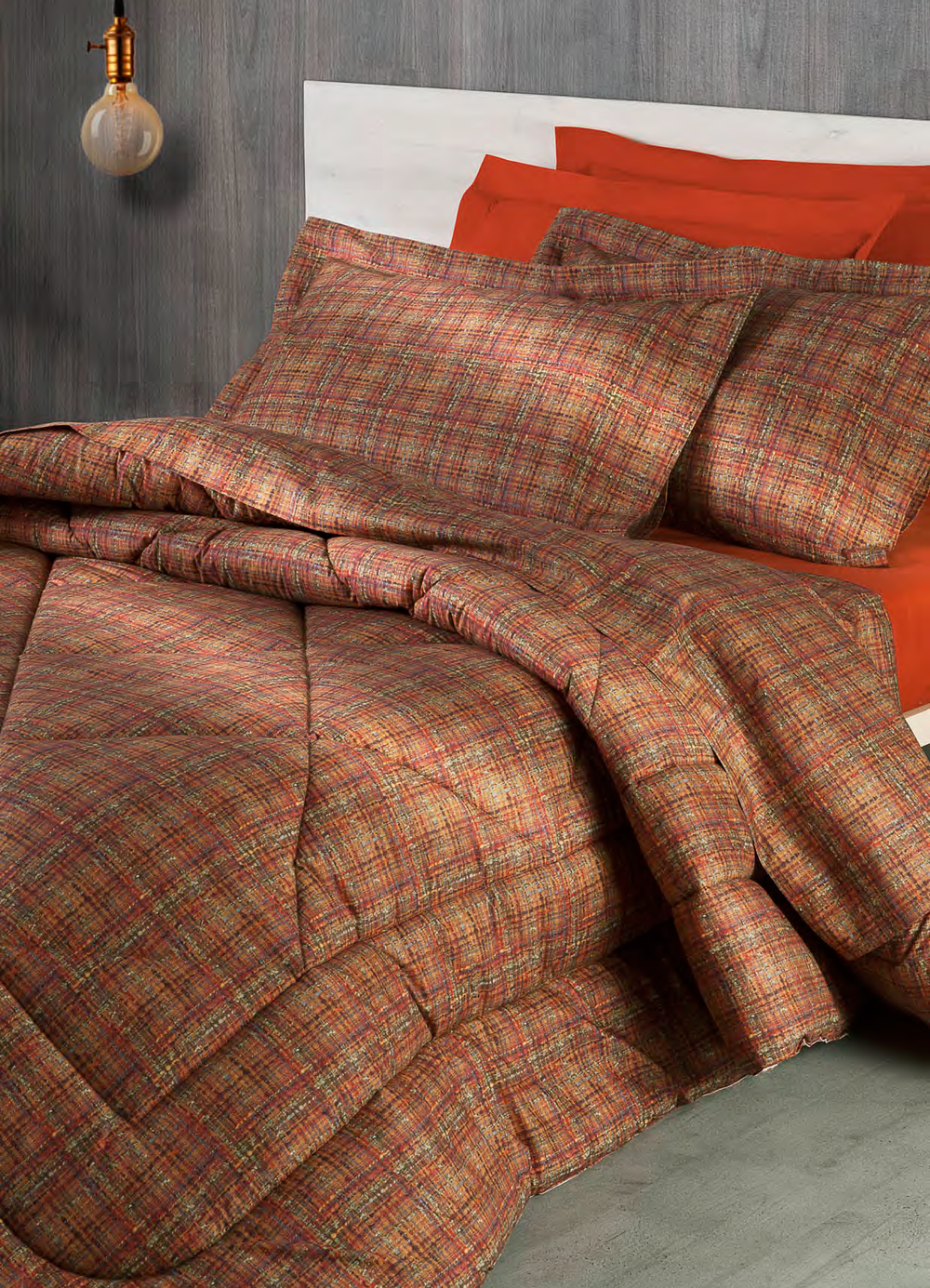 Постельное белье 1.5 спальное Mirabello Colette терракотовое Италия