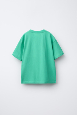 ZARA ФУТБОЛКА ИЗ ТКАНИ С ПРИНТОМ, ЗЕЛЕНЫЙ