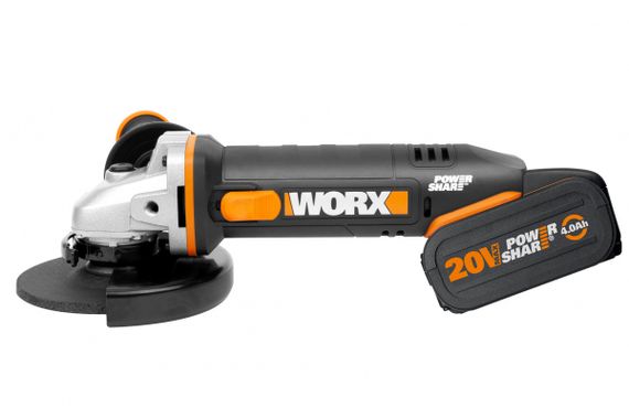 Машина шлифовальная угловая аккумуляторная WORX WX803, 20В, кейс
