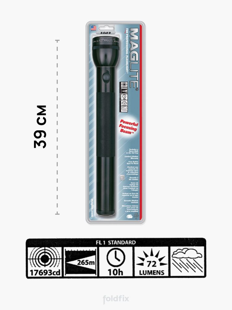 Ручной фонарь Maglite 4D 016 черный в блистере (39 см)