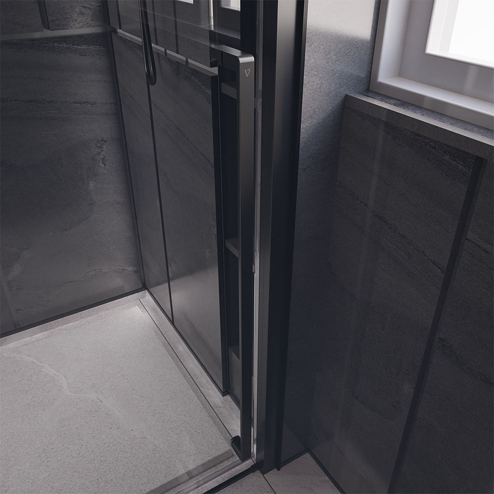 Душевая дверь Veconi Premium Trento PTD-30B, 1500х2000, черный матовый, стекло прозрачное