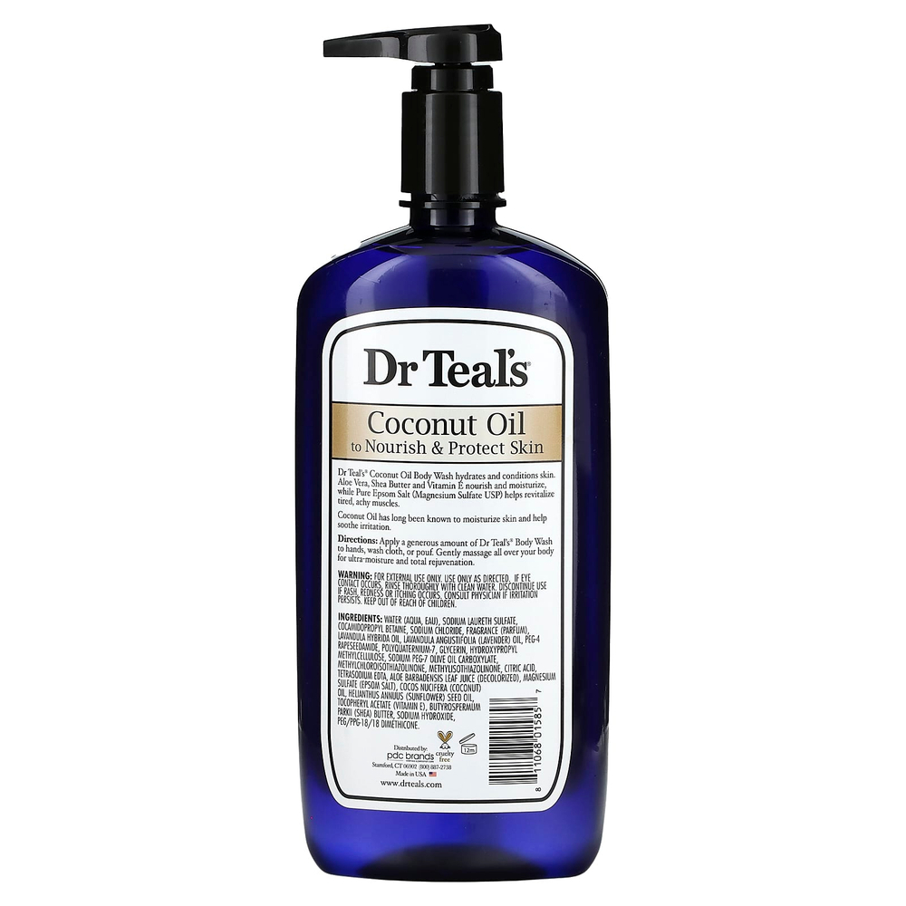 Dr. Teal's, гель для душа, с чистой английской солью, кокосовым маслом, 710 мл (24 жидк. унции)