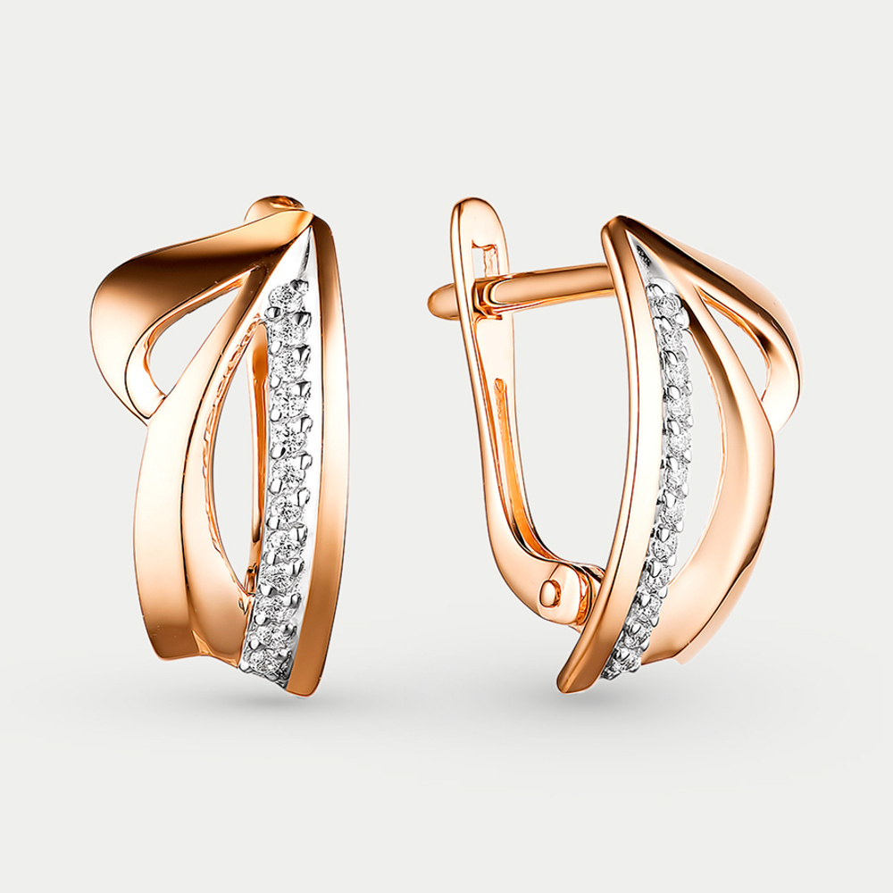 Серьги женские с фианитами из розового золота 585 пробы (арт. 40264300)