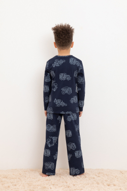 К 1635/морской синий,дорожная техника пижама детская