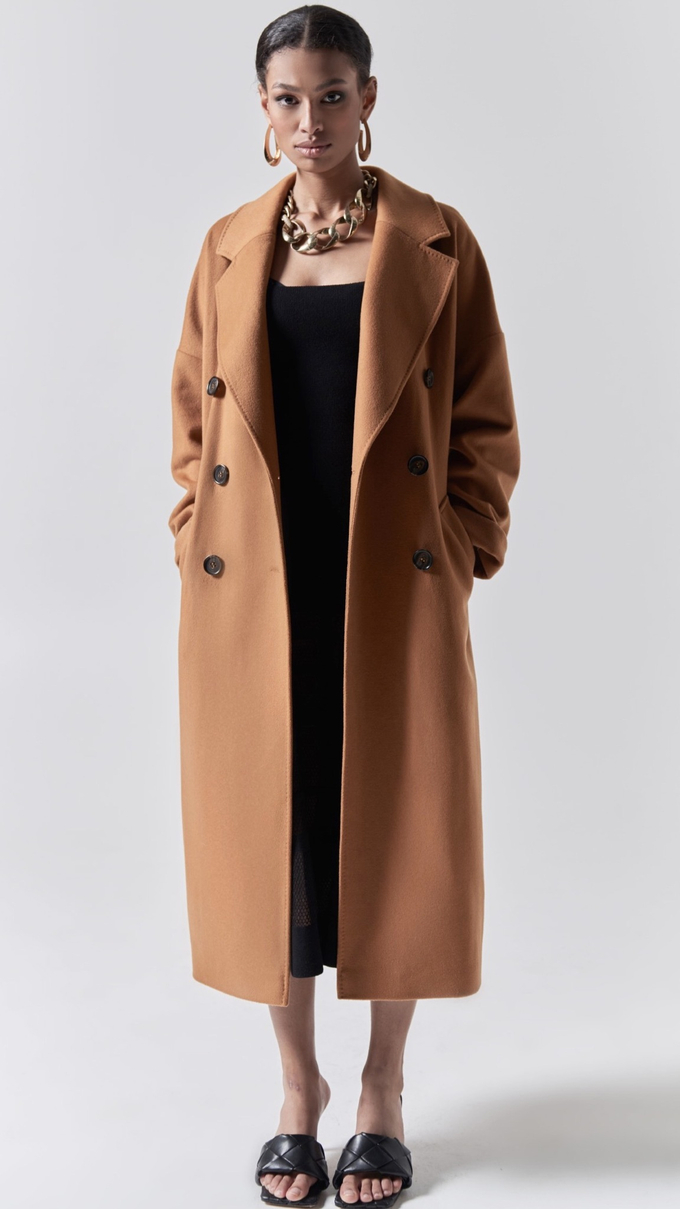 Пальто из шерсти с кашемиром двубортное