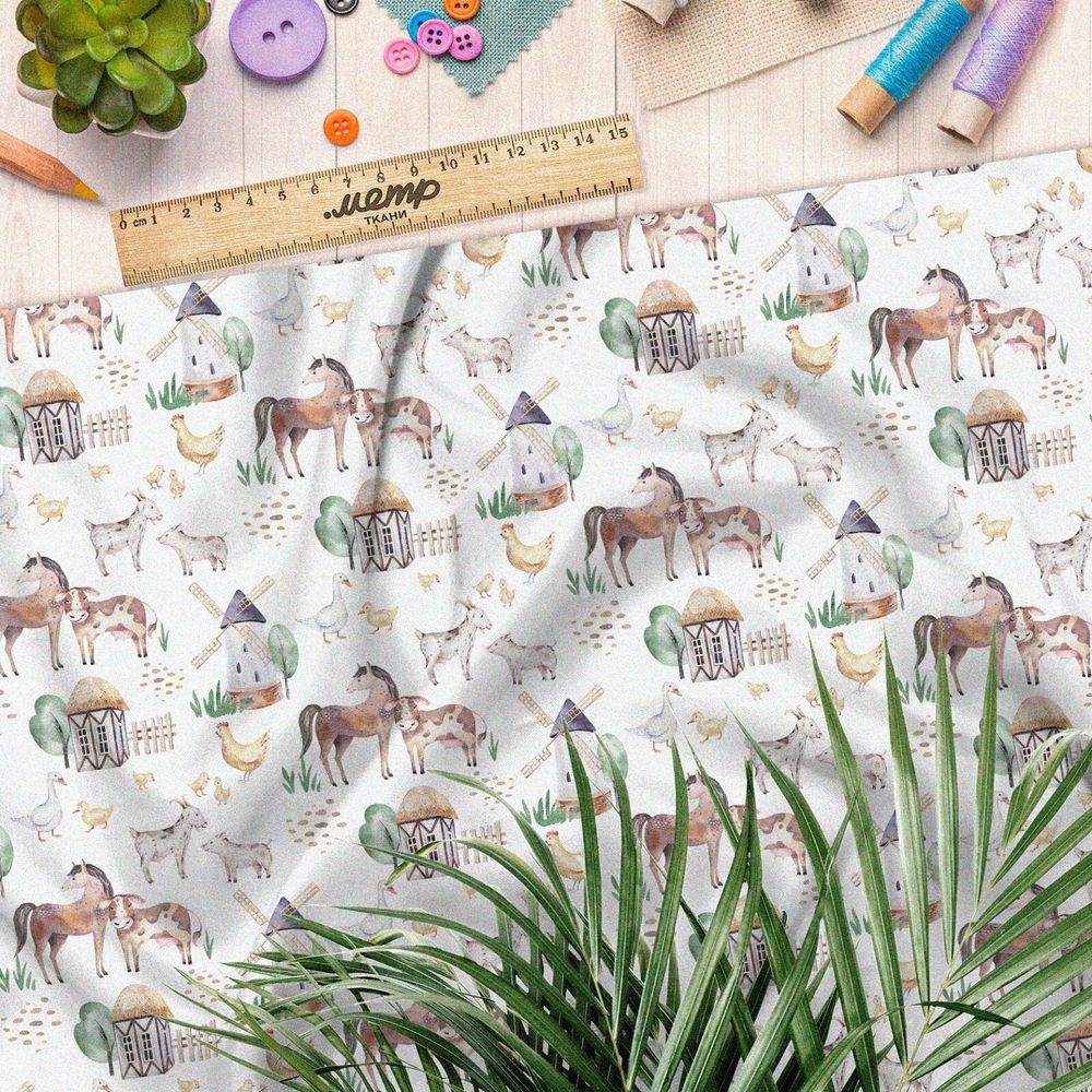 Ткань блэкаут акварельные домашние животные