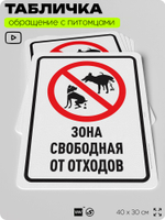 Табличка "Зона свободная от отходов" на дверь и забор, для двора, дома, подъезда, 40х30 см, Silver Plane x Айдентика Технолоджи