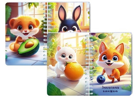 Блокнот-перевертыш А6 80л гребень "Пушистые зверята" кл.