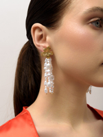 Серьги "Pearl flower brush" Gold