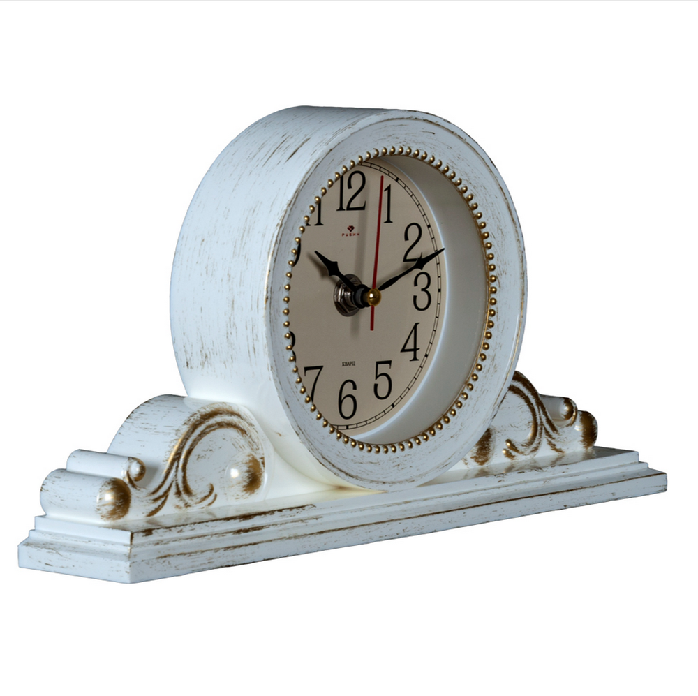 Часы настольные 26х14см. Рубин "Классика" белый с золотым