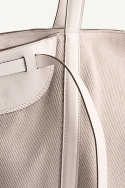 ZARA БОЛЬШАЯ ХОЛЩОВАЯ СУМКА-ШОППЕР НА ПЛЕЧО, ЭКРЮ