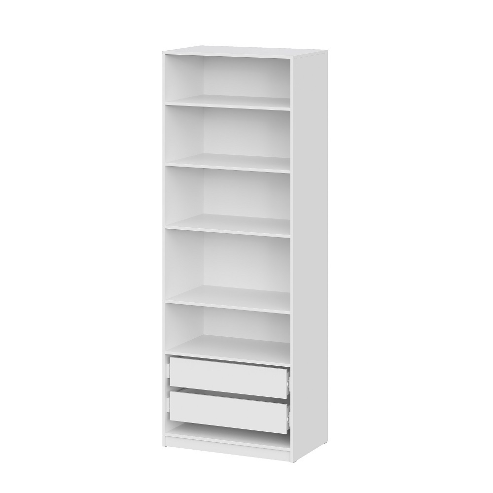 Шкаф распашной с наполнением (5 полок + 2 ящика) ШК 5 (800), Белый