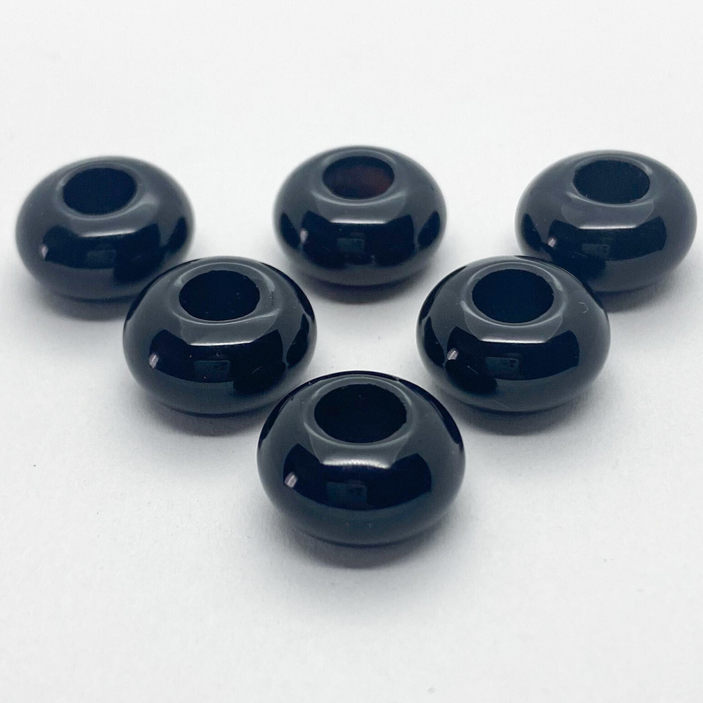 Агат черный тонированный (халцедон), размер 14 мм, цена за 1 шт