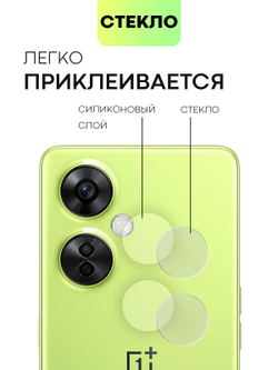 Стекло на камеру BROSCORP для OnePlus Nord CE 3 Lite (арт.ONEPLUS-NCE3LITE-CLEAR-CAM-GLASS )