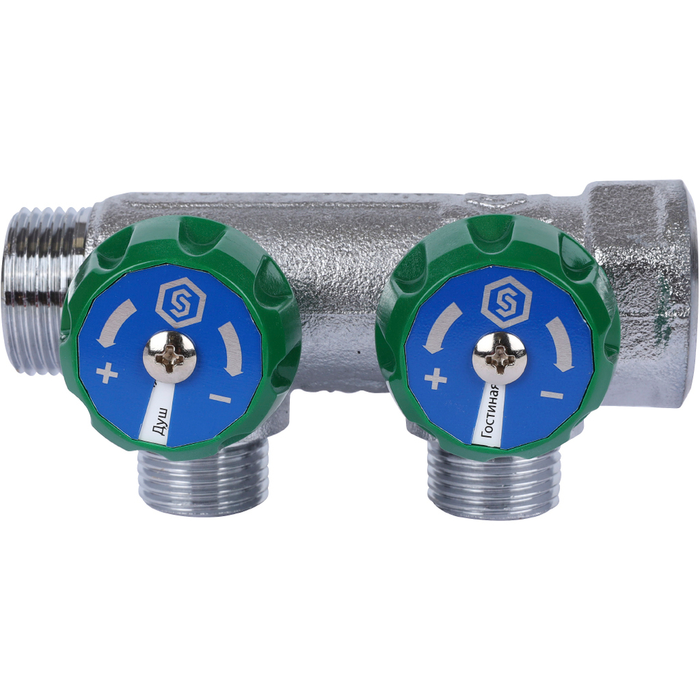 Коллектор регулирующий хром (дизайн FAR)  3/4", 2 отвода 1/2"