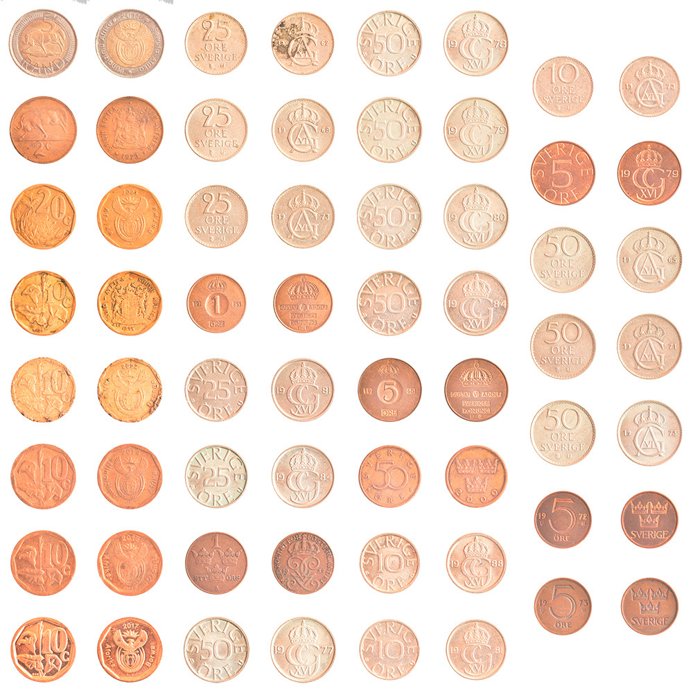 South Africa, Sweden. 1932 / 2017 - 31 Different Coins