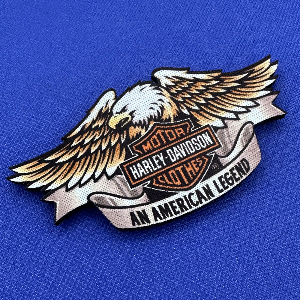 Патч Харли Дэвидсон орел с липучкой фигурная, Harley-Davidson 9,5х4,5 см
