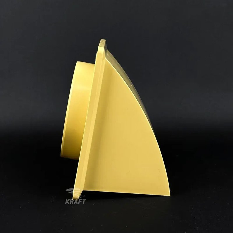 Вывод, выход стенной 175х175 мм с обратным клапаном с выходом D125 бежевый