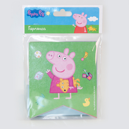 Гирлянда Флажки, Свинка Пеппа, С Днем Рождения!, 300 см, 1 шт.