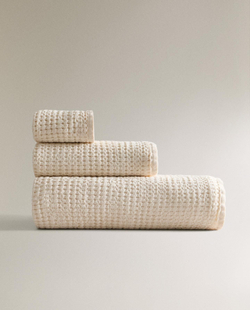 Zara Home - Толстое банное полотенце с вафельной текстурой, бежевый, 50х90 см
