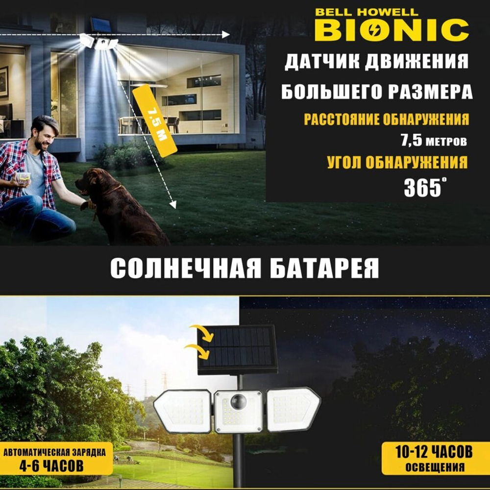 Светодиодный фонарь - прожектор Bell Howell Bionic, в комплекте 2 штуки