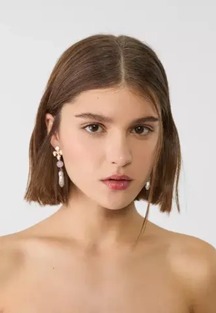 STRADIVARIUS Серьги с цветочными подвесками, розовый