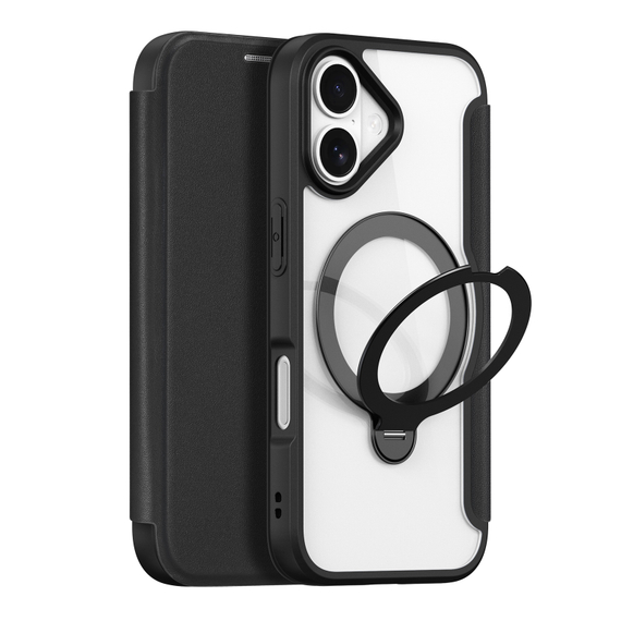 Прозрачный чехол книжка с поддержкой MagSafe от Dux Ducis для iPhone 17, серия Skin X Pro Series Case (версия с магнитной откидной подставкой)