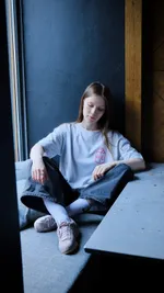 Футболка Hardlunch оверсайз Milk меланж серая