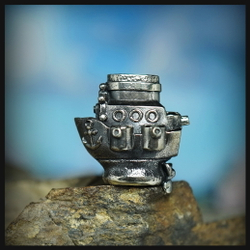 Темлячная бусина "Корабль" для ножей , мельхиор