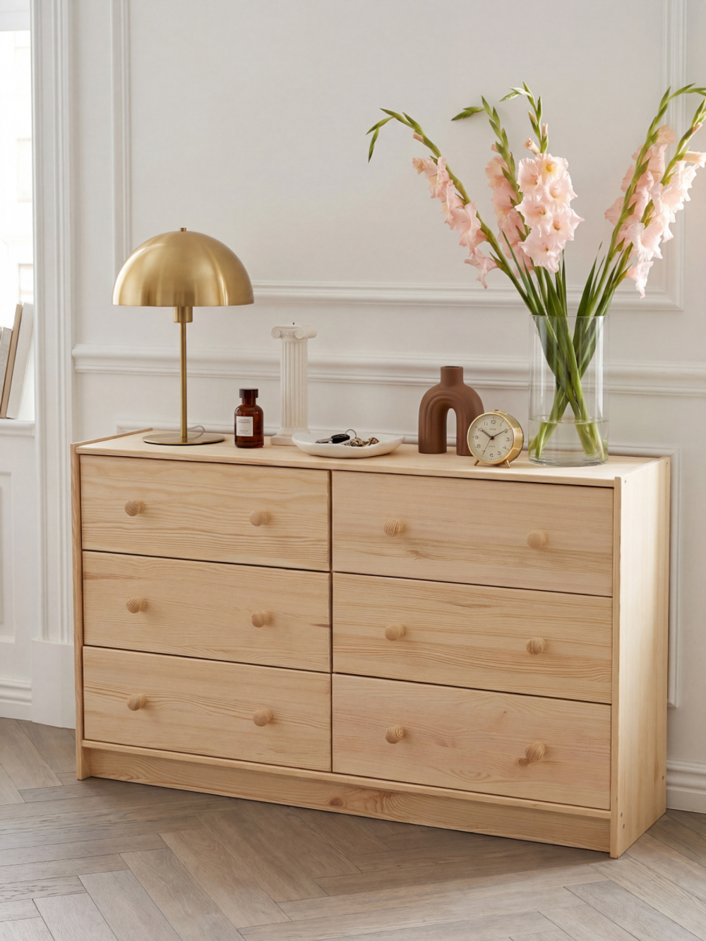 Dipriz Широкий деревянный комод Раст 6 ящиков, из сосны