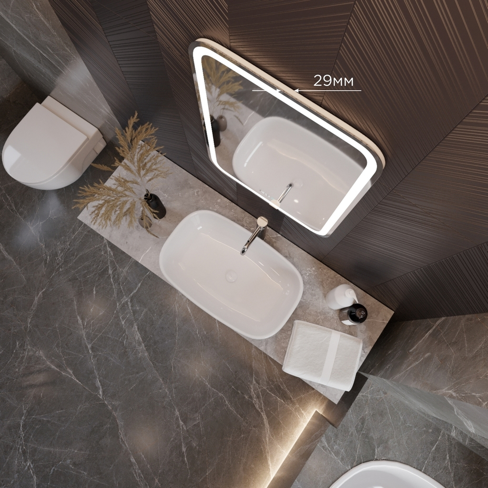 Зеркало MIXLINE "Мальта-3" 550*800 (ШВ) сенсорный выключатель, часы внешней настройки + подогрев