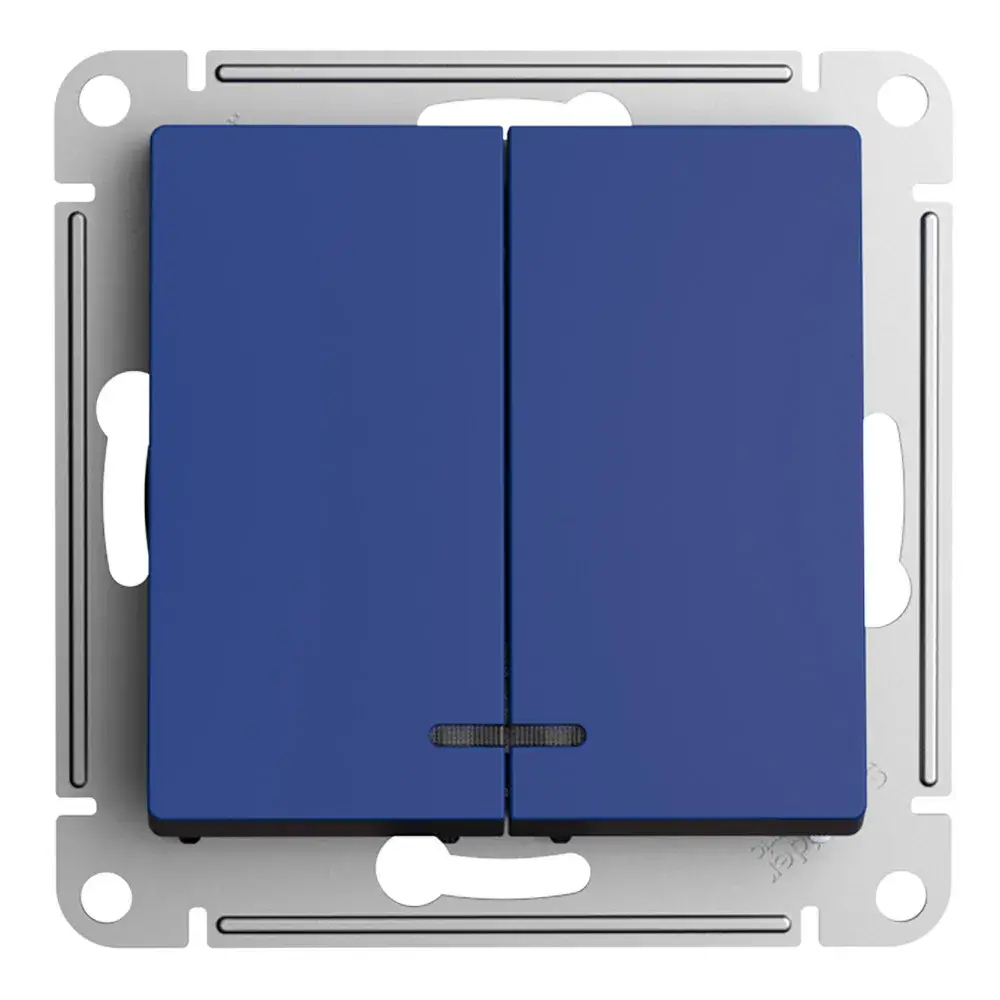 ATLASDESIGN 2-клавишный ВЫКЛЮЧАТЕЛЬ с подсветкой, сх.5а, 10АХ, механизм, АКВАМАРИН