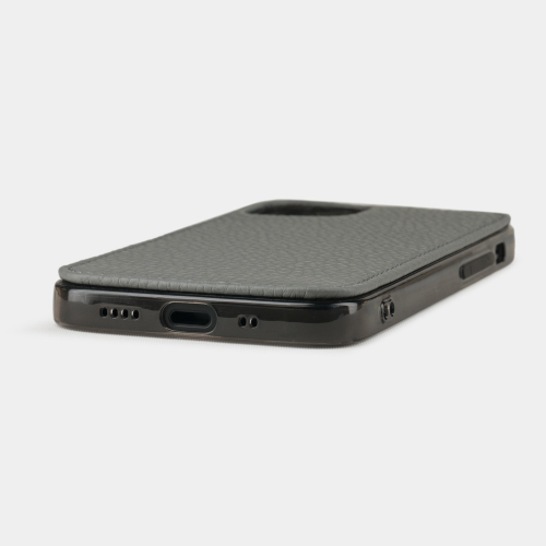 Чехол-накладка для iPhone 12 Mini из натуральной кожи теленка, стального цвета