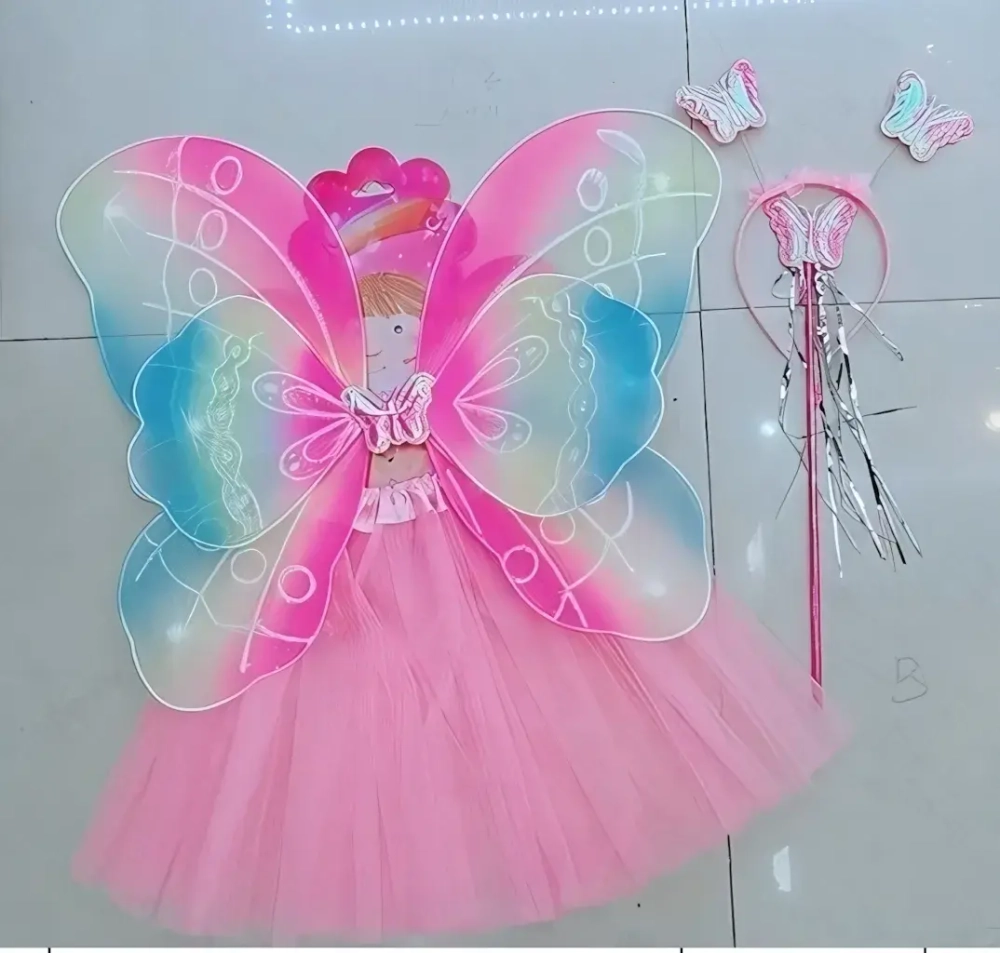 Карнавальный костюм «Волшебная сказка» (юбка,крылья,волшебная палочка,ободок)