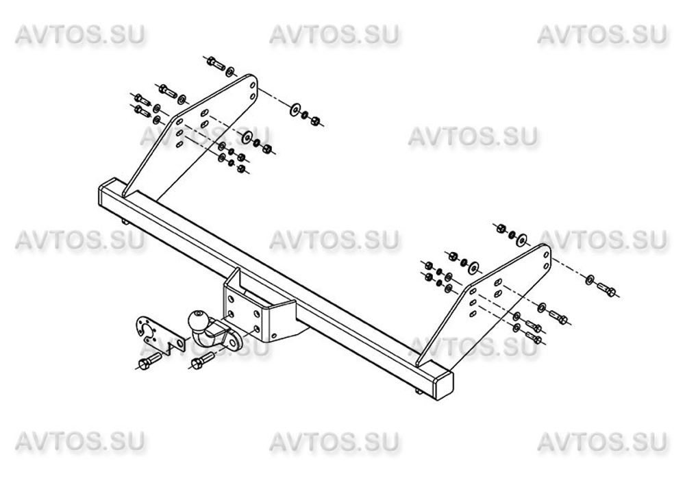 Фаркоп для УАЗ Cargo 2011-, УАЗ Profi 2017- Тип шара: F. Нагрузки: 2000/100 кг, UAZ-08