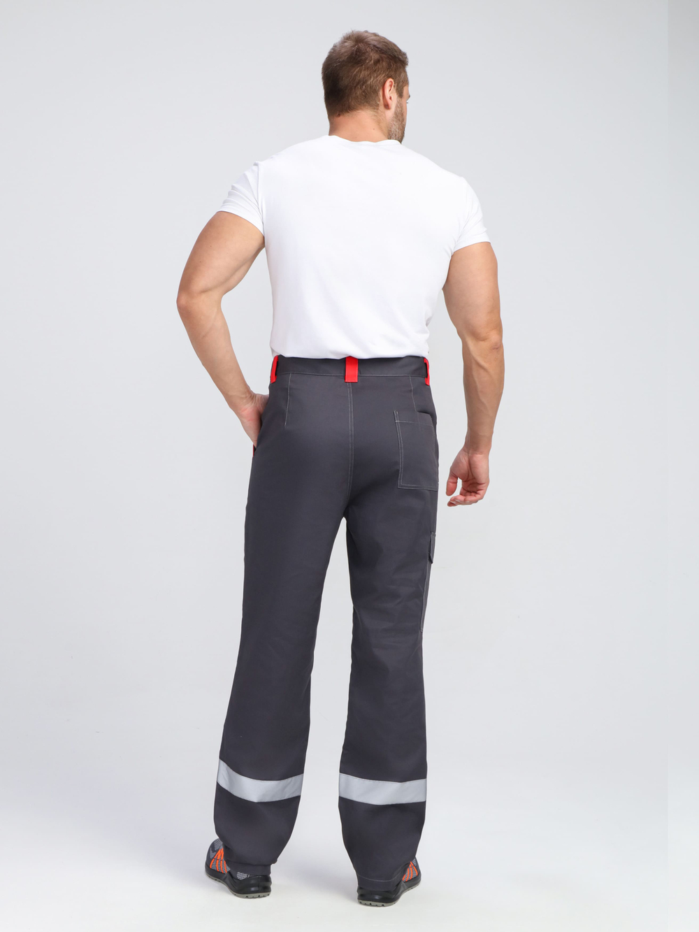 Костюм ProfLineBase-1 (тк.Твил,210) брюки, т.серый/черный/красный