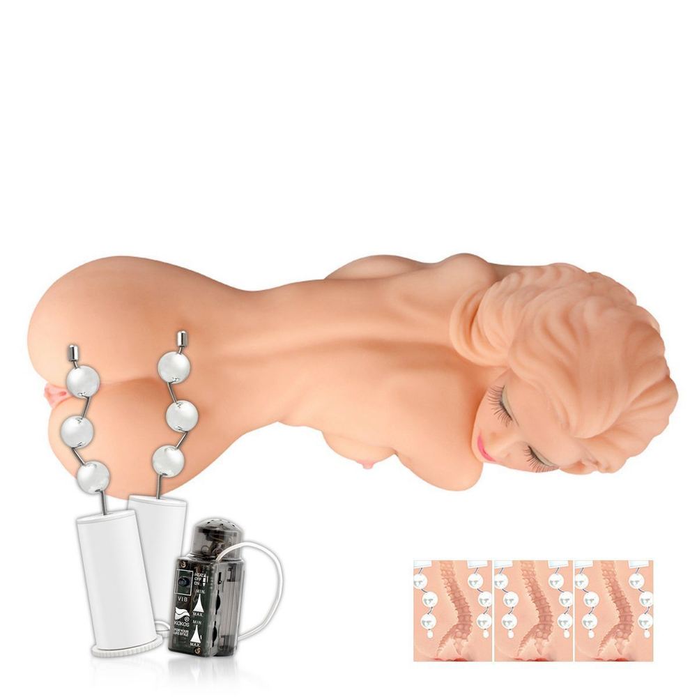 Реалистичный торс девушки Hera 1 с тремя отверстиями и вибрацией (Цвет: телесный)