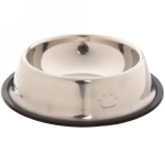 Миска металлическая для животных «ЛАПКИ», чёрный пластиковый ободок, размер М, 17,5*5см/270мл✦