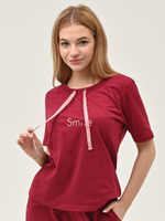 Брючная пижама Smile с завязками цвет бордовый