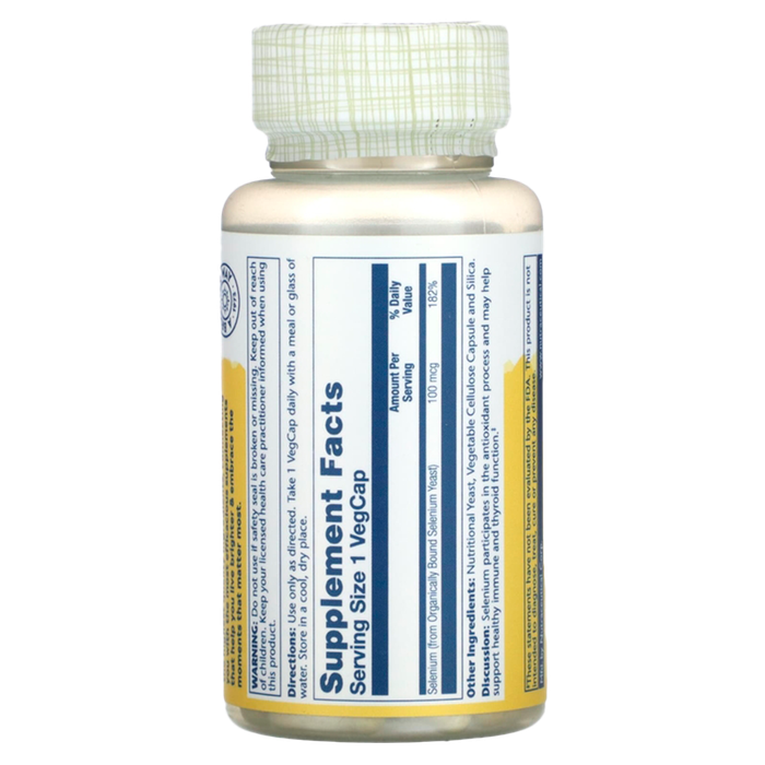 Селен, Selenium 100 mcg, Solaray, 100 вегетарианских капсул 2