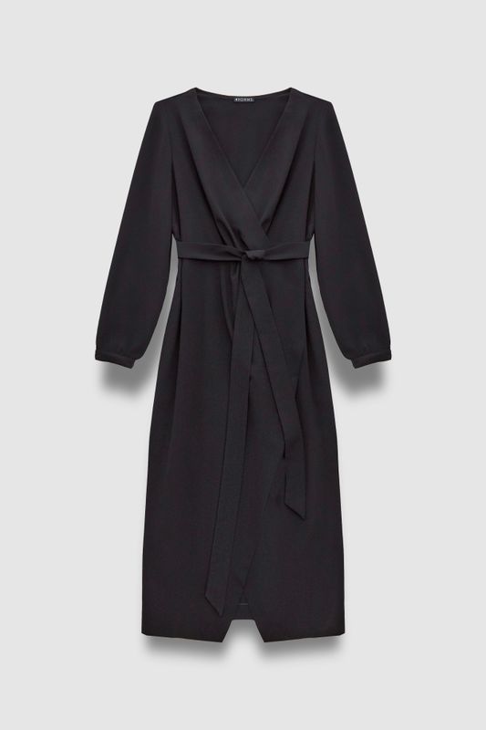 Платье на запах прямого кроя, черный