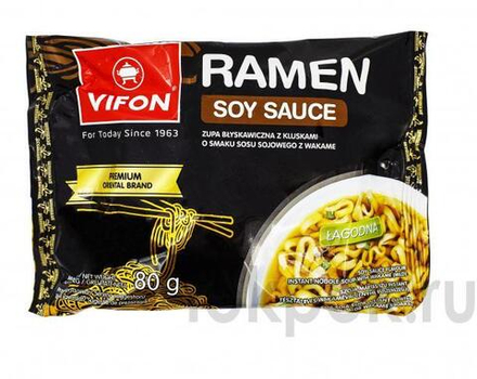 Лапша Рамен с соевым соусом и морскими водорослями Vifon Ramen Soy Sauce, 80 гр