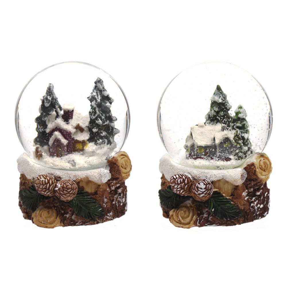 GAEM Фигурка декор в стекл шаре "Домик" (подсвет, LR44x2 н/п), D 6 см, L7 W7,5 H8 см, 2в.